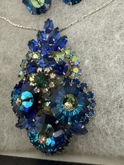 🌟Rare Book Set🌟Juliana D&E Peacock Blue Margarita Rhinestone Pendant Earrings