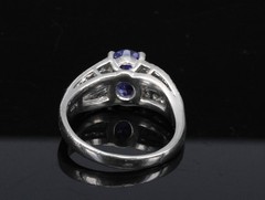 Estate 2.75ct Tanzanite & 0.43ct Diamond Fancy Platinum Ring Size 8