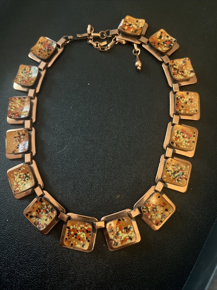 Vintage Estate Matisse Renoir Copper Enamel Necklace Choker Magnificent!
