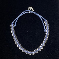 Glass Bead Bracelet Round Blue Cord Adjustable 6mm Smooth Finish Stackable Slide