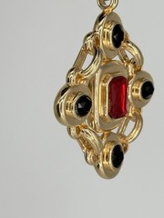 Vintage RJ Graziano Chunky Gold Tone Byzantine Necklace/Dangle Clip Earrings Set