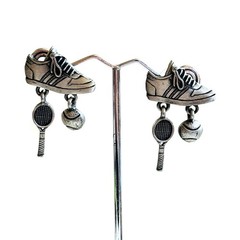 VTG JJ Jonette Jewelry Tennis racket Shoes ball earrings chunky pierced dangle