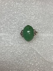 Beautiful Vintage 14K Yellow Gold & Platinum Jade Diamond Ring sz 5.25 Read!