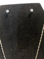 Austrian Crystal Jewelry Set Guardian Angel Necklace Pierced Earrings NIB