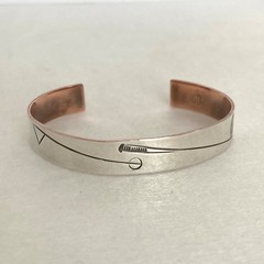 VTG Stuart Nye Sterling Silver 925 Copper Embossed Cuff Bracelet 6.75″