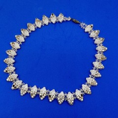 Vintage White Lucite Filigree Necklace Early Plastic Bridal Wedding AS IS