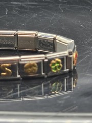 Silver Tone Italian Mix Charm Zoppini Stretch Bracelet 17 Links Sponge Bob Coke
