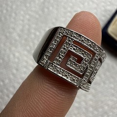 925 Sterling Silver Geometric Pattern Band Ring Sz 8.25 6 Grams