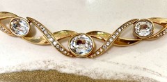 Vintage SAL Necklace Swarovski Crystals 15 Inch Gold Tone Signed 3+ Great Stones