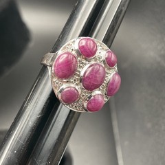 🔥Vintage Cabochon Rough Rubies Ruby Sterling Silver 925 Statement Ring Size 10
