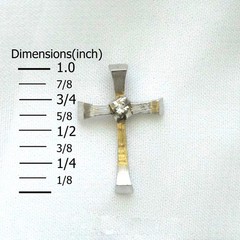 14K White Gold Curved Diamond Cross Necklace, Gold Line Finish, 1 x 1/2 Inch