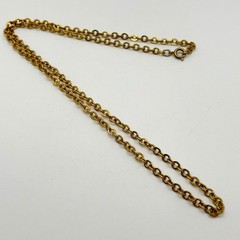 Vintage Gold Tone Rolo Link Chain Necklace 24″ Round Links Spring Ring Clasp 24″