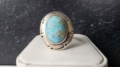Mexican 925 Sterling Silver Turquoise Ring SIZE US 8.75 Vintage READ Description