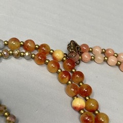 Stone Tassel Necklace Blue Gray Orange Gemstone Beads Graduating Chakra Long 32″