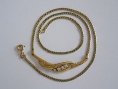 Amerik Teka Theodor Klotz Chain,Necklace With Clear Stones 0.2oz / Long ca.18 5/