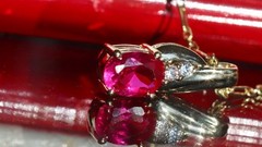 10k yellow gold pendant 0.93ct lab created ruby solitaire charm 0.95gr N3634