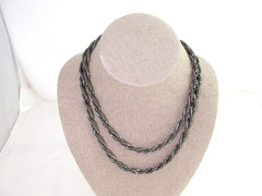 Miriam Haskell Silver Tone Twisted Chain Diamond Cut 36″ Long Double Necklace