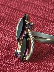 Unique Purple Gold and Silver Toned Vintage Ring Size 9