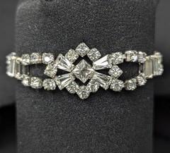 Brilliant Parco Rhinestone 50’s Bracelet Baguette Round Square Clear 7.25″