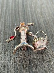 Anthony Aquilino Sterling Rhinestone Water Pump with Bucket 1947 Pin Brooch RARE