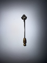 Antique Edwardian 10K Solid White Gold Colorless Topaz Stickpin