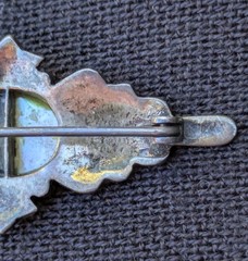 Vintage 925 Sterling Silver Marcasite Black & White Brooch Pin MOP Stone F3