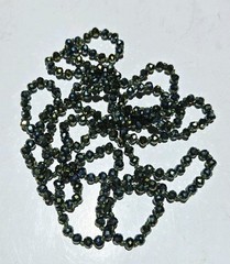 Vtg 56″ Hand Knotted Faceted Glass Bead Necklace Peacock Blue Green Iridescent