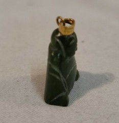 Vintage Solid Carved Green Jade Buddha Pendant Charm 6 grams