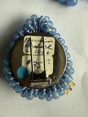VINTAGE MIRIAM HASKELL BLUE GLASS BEAD AND SEED HEART BRACELET & PIN “AS IS”