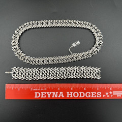 VTG 1950s-1960s CROWN TRIFARI Silver-tone Choker Necklace 2 Piece Set Jewelry