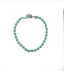 Signed Miriam Haskell Green Glass Bead Necklace Jade Look Vintage