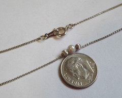 Avon sterling silver floating pearl sliding ribbed ball bead 17″ chain necklace