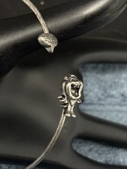 Vintage Sterling Silver Bangle Bracelet Cartoon Creature Laughing 9g 10” READ￼