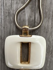 Vintage LANVIN IVORY KEYHOLE PENDANT NECKLACE