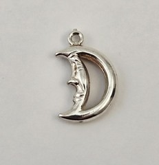 Vintage Sterling Silver Man in the Moon Crescent Hollow Pendant 925 – 1.1g