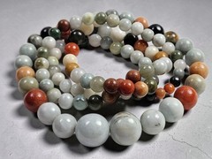 36″ Graduated Multi-Color Jade Bead Necklace. 18mm – 7mm