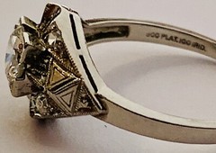 High End Vintage Solid Platinum 10% Iridium Diamond Ring! VS G-H Antique Estate
