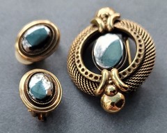Vintage Ermani Bullati Clip On Earrings and Brooch MCM Signed Lovely!