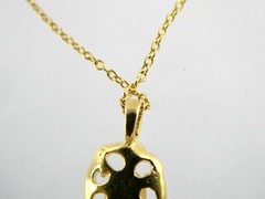 Vintage Goldtone Metal Ruby and Opaline Glass Pendant Necklace 3g 17.75 Inches
