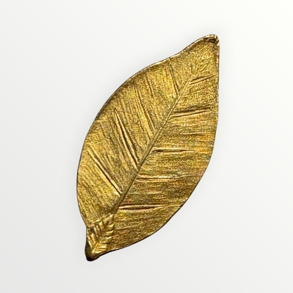 Bergere Leaf Brooch Pin Gold Tone Approx 2.5in Textured Vintage
