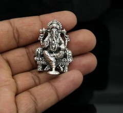 925 sterling silver Lord Ganesha statue, figurine, puja article home temple su02