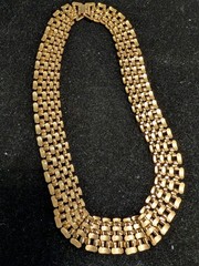 Vintage Classic Panther Chain Link Statement Goldtone Chocker Necklace