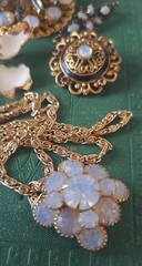 Vintage Opaline Glass Opal & Aurora Borealis Jewelry Lot