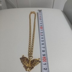LANVIN PARIS Vintage Gold color Butterfly motif Necklace Pendant