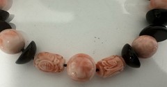Elegant Estate AngelSkin Coral & Onyx Necklace No Clasp
