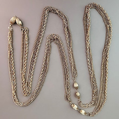 Vintage Chain Necklace Gold Tone Curb Link Triple Layer Long Endless 58″ Flapper