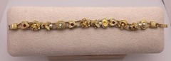 Vintage Goldtone Red Clear Rhinestone Slide Bracelet Missing Two Stones