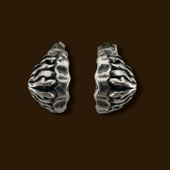 Vintage Sterling Silver Brutalist Fang Stud Earrings 17.7mm 7.1g