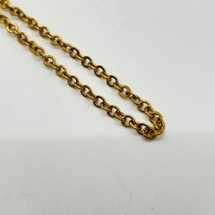 Vintage Gold Tone Rolo Link Chain Necklace 24″ Round Links Spring Ring Clasp 24″