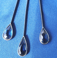 Original STERLING SILVER 925 Deco Modernist Rare Necklace Vintage Sapphire Paste
